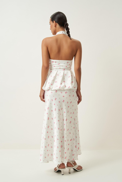 Юбка макси с принтом (L, молочный) 2207