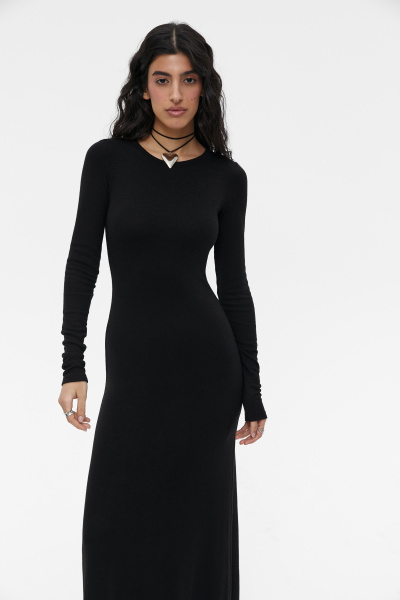 Платье макси из мягкого трикотажа (S, черный) 