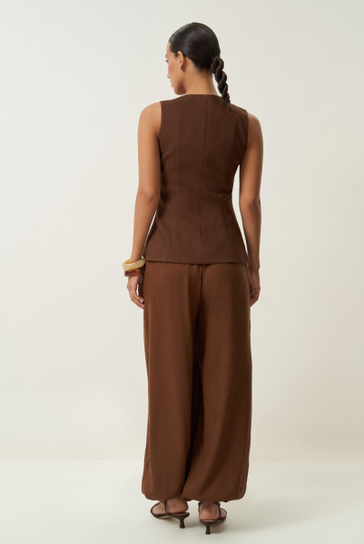 Брюки шаровары изо льна (коричневый) (M/L) 