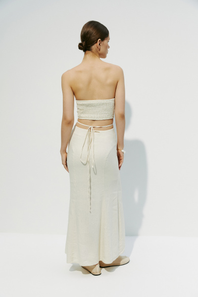 Юбка годе с рельефами (XS, кремовый) 