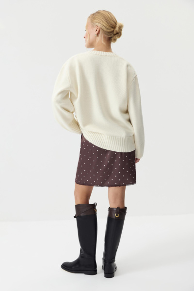 Джемпер V-neck из шерсти мериноса (Ванильный) (one size) 