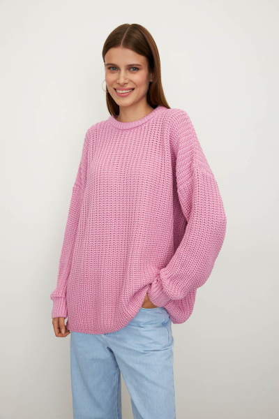 Свитер крупной вязки из хлопка (one size, барби) 2169