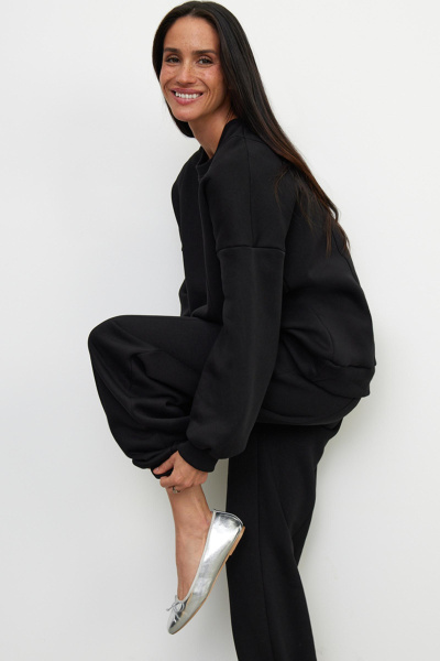 Джоггеры на резинке с рельефными швами (XS/S, черный) 2159