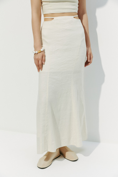 Юбка годе с рельефами (XS, кремовый) 