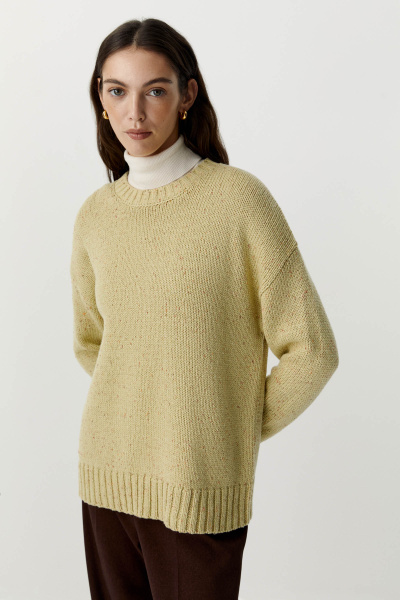 Джемпер вязаный из твидовой пряжи с шерстью (оливковый) (XS/S) 