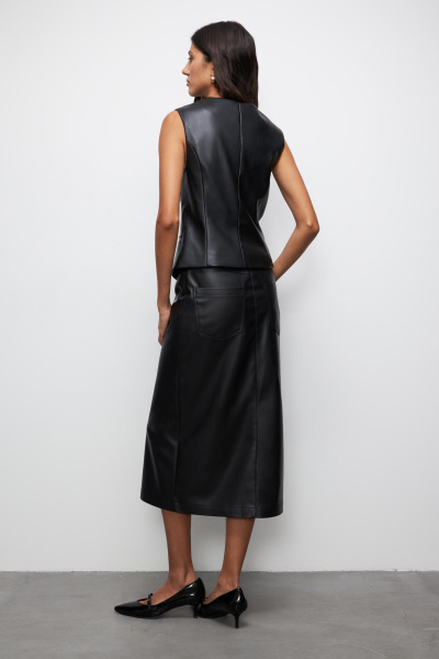 Юбка миди из экокожи (M, черный) 2159