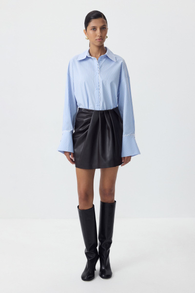 Юбка с драпировкой из эко кожи (темно-коричневый) (M) 