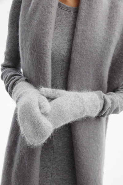 Варежки из трикотажа с мохером (one size, серый) 2775