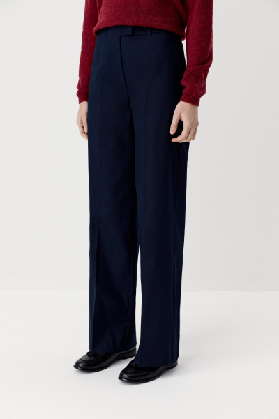 Брюки прямого силуэта из костюмной ткани (синий) (XS) 