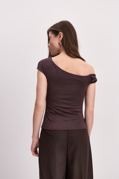 Топ с открытым плечом (коричневый) (S) 