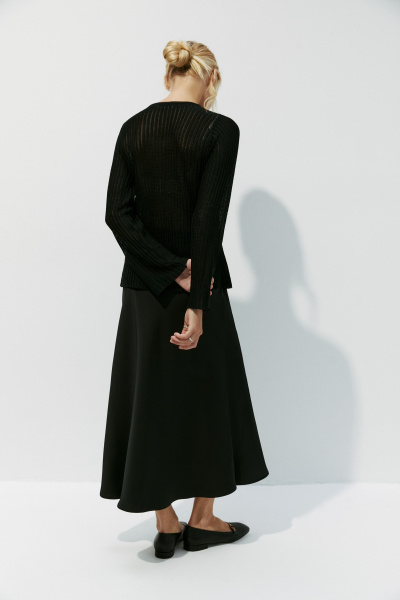 Джемпер фактурной вязки из вискозы (XS, черный) 2159