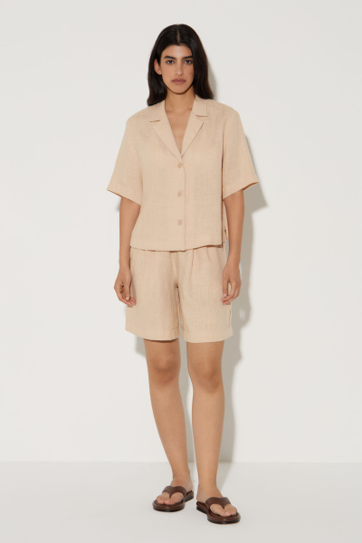 Рубашка с коротким рукавом изо льна (M/L, бежевый) 2183