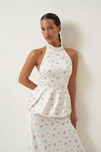 Блузка типа "топ" с принтом (белый) (M)