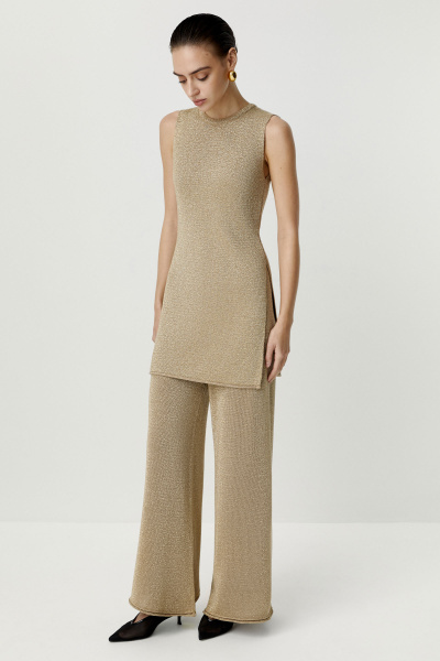 Топ удлиненный с металлизированной нитью (золотой) (S) 