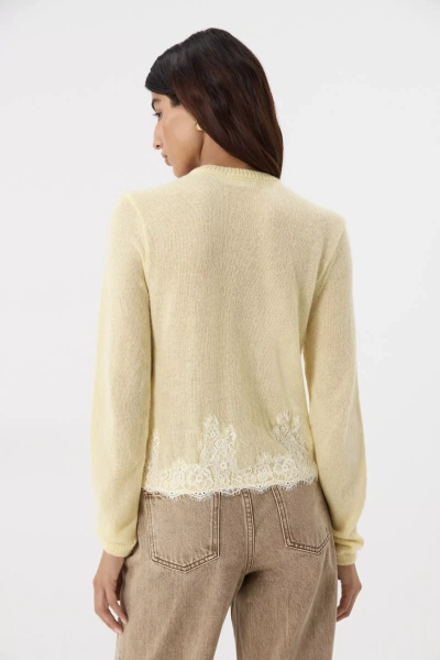 Кардиган с кружевной отделкой (сливочный) (M) 