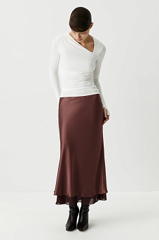 Лонгслив с асимметричной горловиной (ванильный)