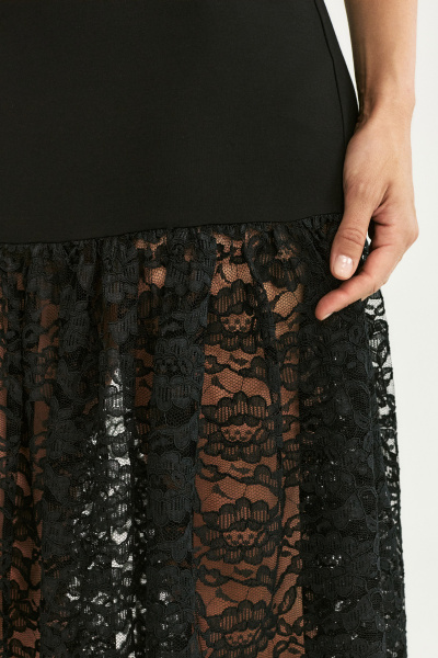 Платье с кружевной юбкой (черный) (S) 