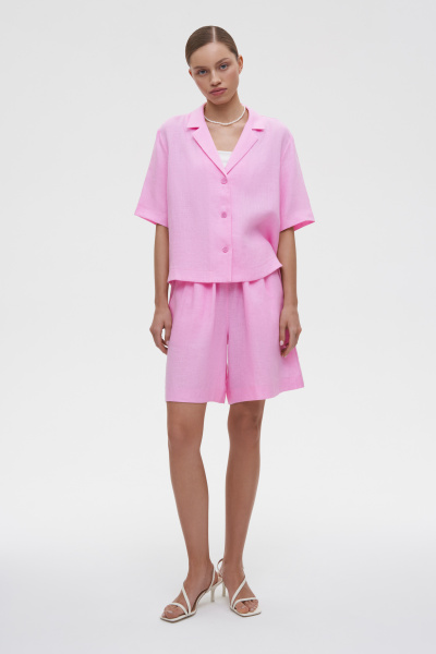 Рубашка с коротким рукавом изо льна (M/L, барби) 2169