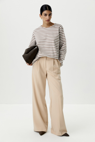 Лонгслив в полоску (молочный /коричневый) (XS/S) 