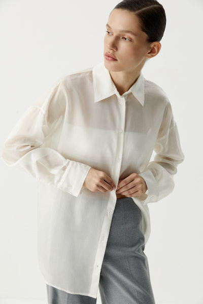 Блуза из полупрозрачной ткани (молочный) (XS/S) 