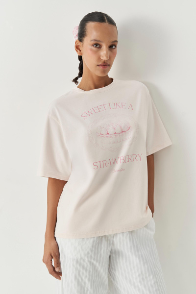 Футболка с принтом Sweet strawberry (светло-розовый) (M/L)