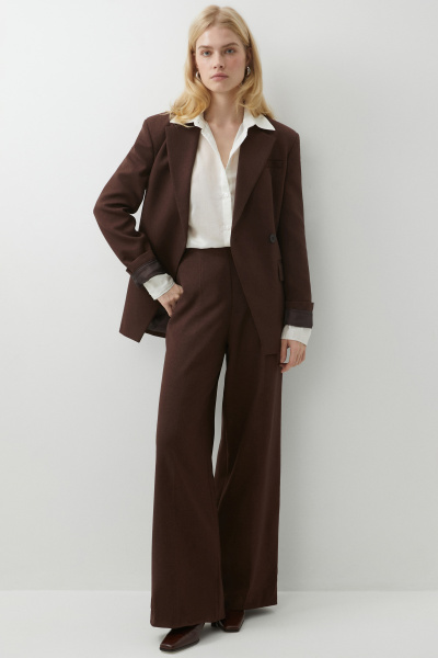 Брюки классические без пояса (шоколадный меланж) (XS) 