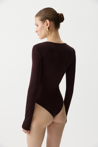 Боди из вискозы с длинным рукавом (Шоколадный) (M) 