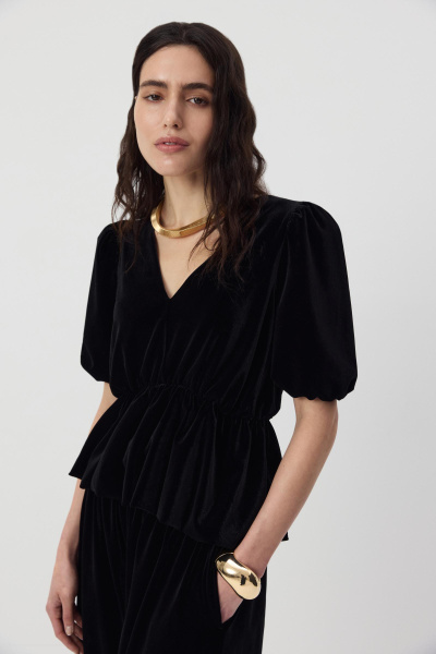 Блуза из бархата  (Черный) (XS/S) 