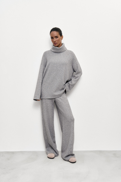 Джемпер из теплого трикотажа (XS/S, серый) 