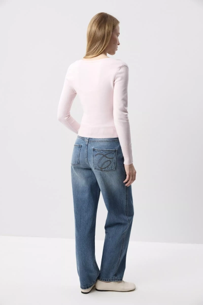 Лонгслив облегающий с пуговицами (Розовый) (L) 