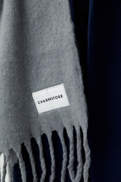 Шарф объемный с бахромой (серый) (one size) 