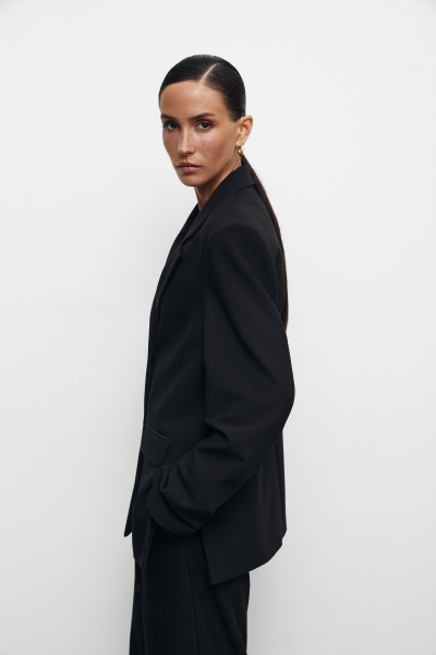 Пиджак оверсайз с боковыми разрезами (M/L, черный) 2159