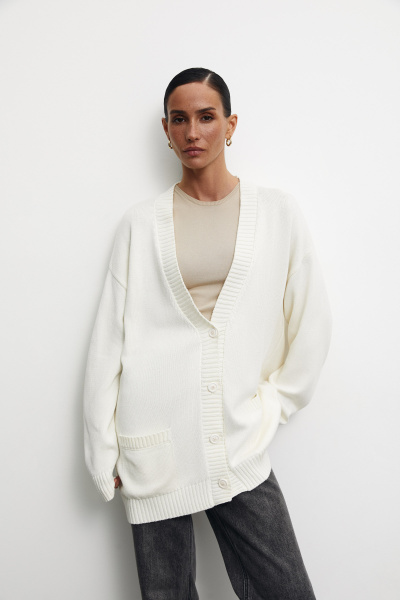 Кардиган из хлопка (one size, молочный) 2158