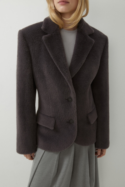 Пиджак приталенный из ворсовой ткани (темно-серый) (M/L) 