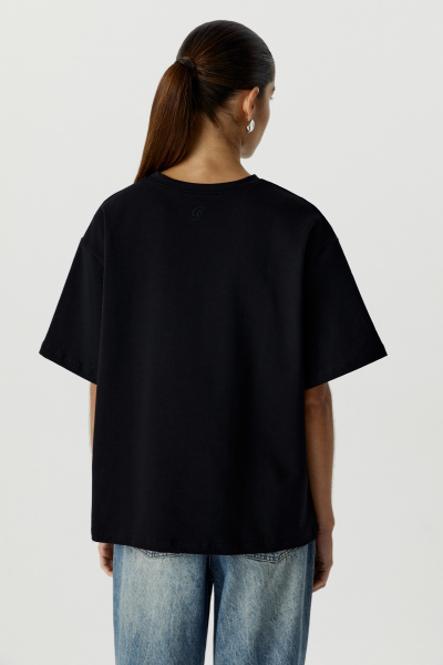 Футболка оверсайз из плотного трикотажа (черный) (XS/S) 