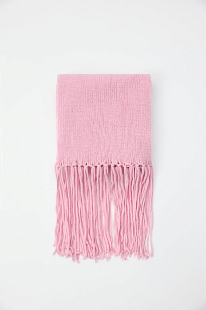 Шарф из шерсти мериноса с бахромой (Розовый)