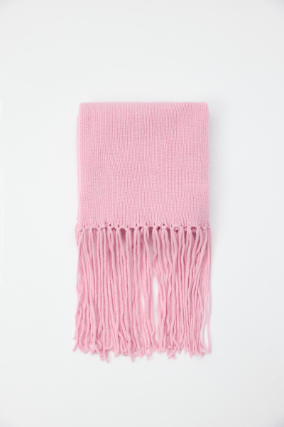 Шарф из шерсти мериноса с бахромой (Розовый) (one size)