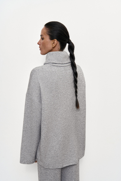 Джемпер из теплого трикотажа (XS/S, серый) 