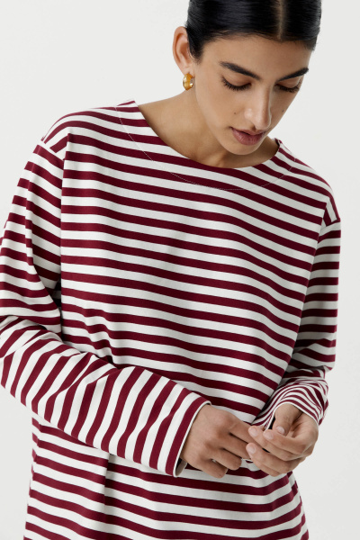 Лонгслив в полоску (молочный / бордовый) (XS/S) 
