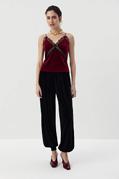 Топ из бархата с кружевом (Винный)