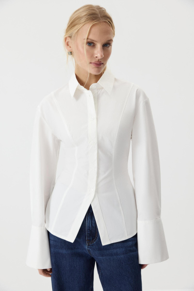 Рубашка приталенная из хлопка (молочный) (M/L) 