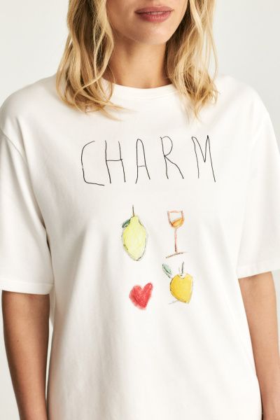 Футболка с принтом CHARM (молочный) (one size) 
