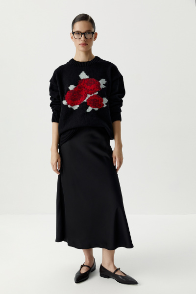 Джемпер с розами (черный) (M/L) 