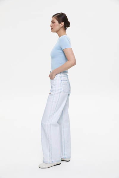 Джинсы с металлизированным покрытием/Foil coated denim pants (28/M, голубой/blue) 1741