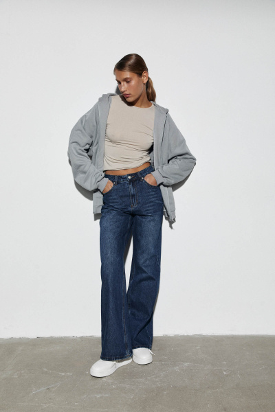 Джинсы с высокой посадкой/Denim pants with high waist (26/XS, темно-синий/dark blue) 2799