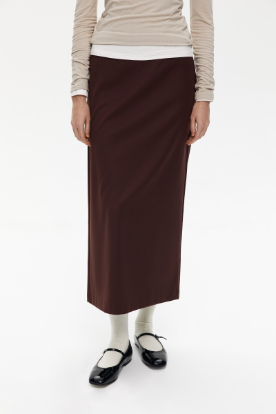Юбка макси из костюмной ткани (XXS, шоколадный)
