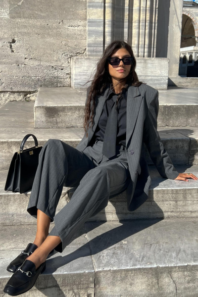 Рубашка классическая со съемным галстуком (L, черный) 2159