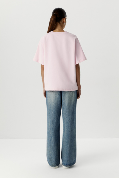 Футболка оверсайз из плотного трикотажа (светло-розовый) (XS/S) 