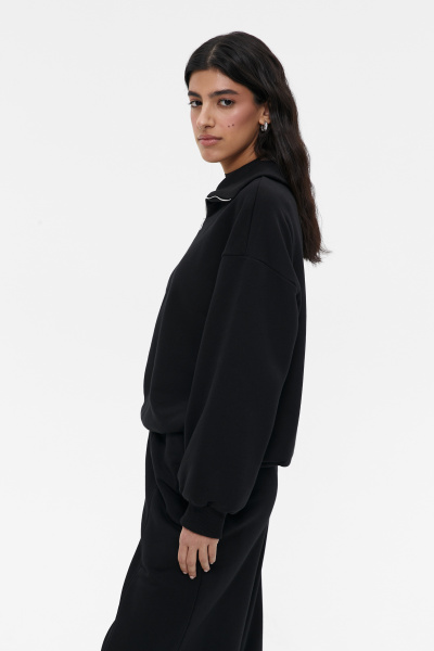 Толстовка-поло на молнии (XS/S, черный) 