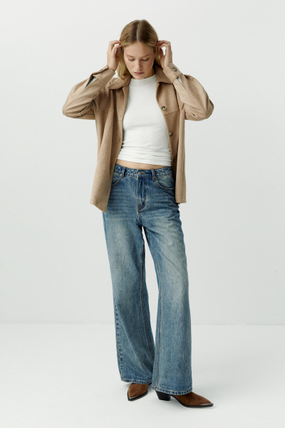 Джинсы с высокой посадкой/Denim pants with high waist (26/XS, пыльно-синий/dusty blue) 2682